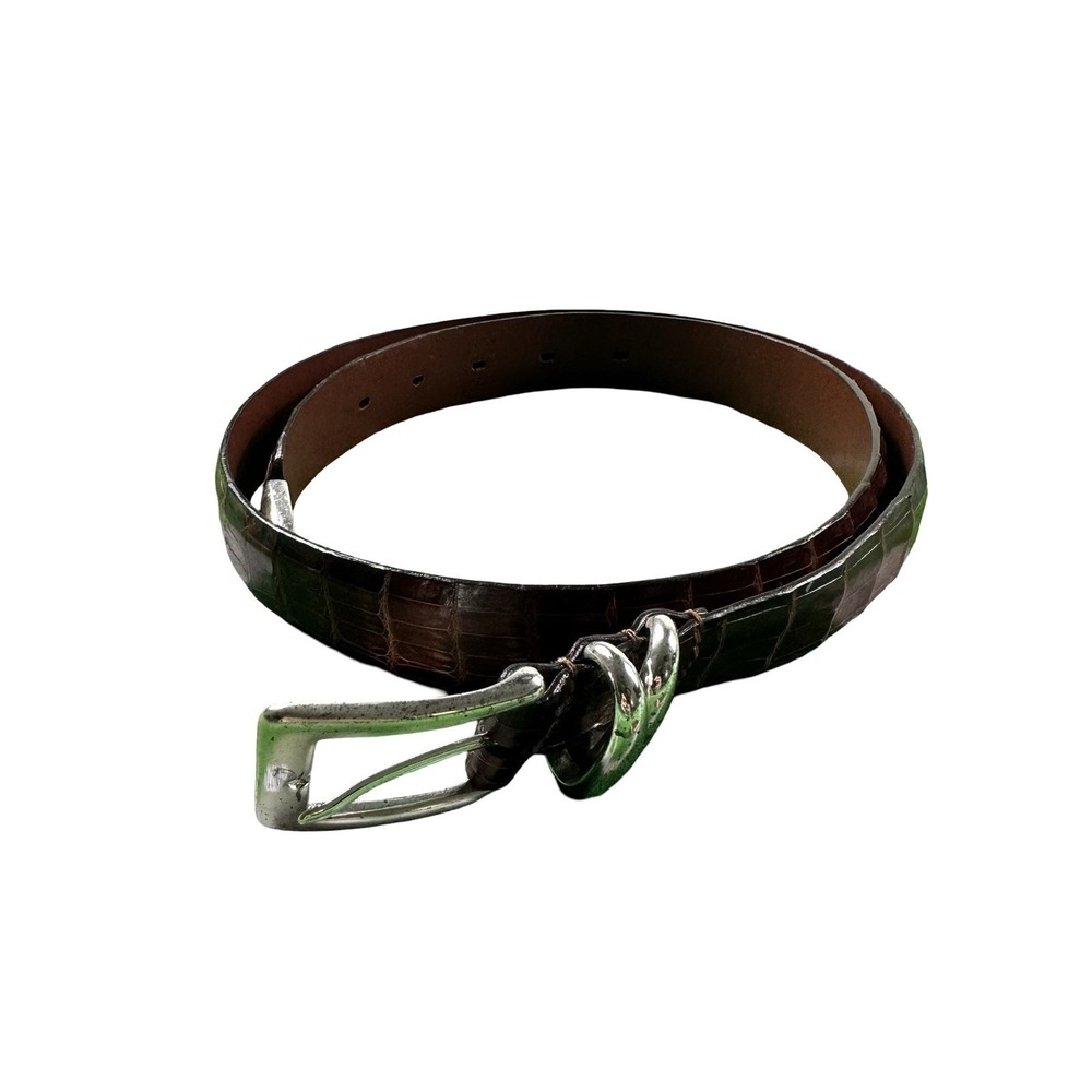 Bespoke Brown Genuine Crocodile Mens Belt Size 36 Made in USA Dress Belt